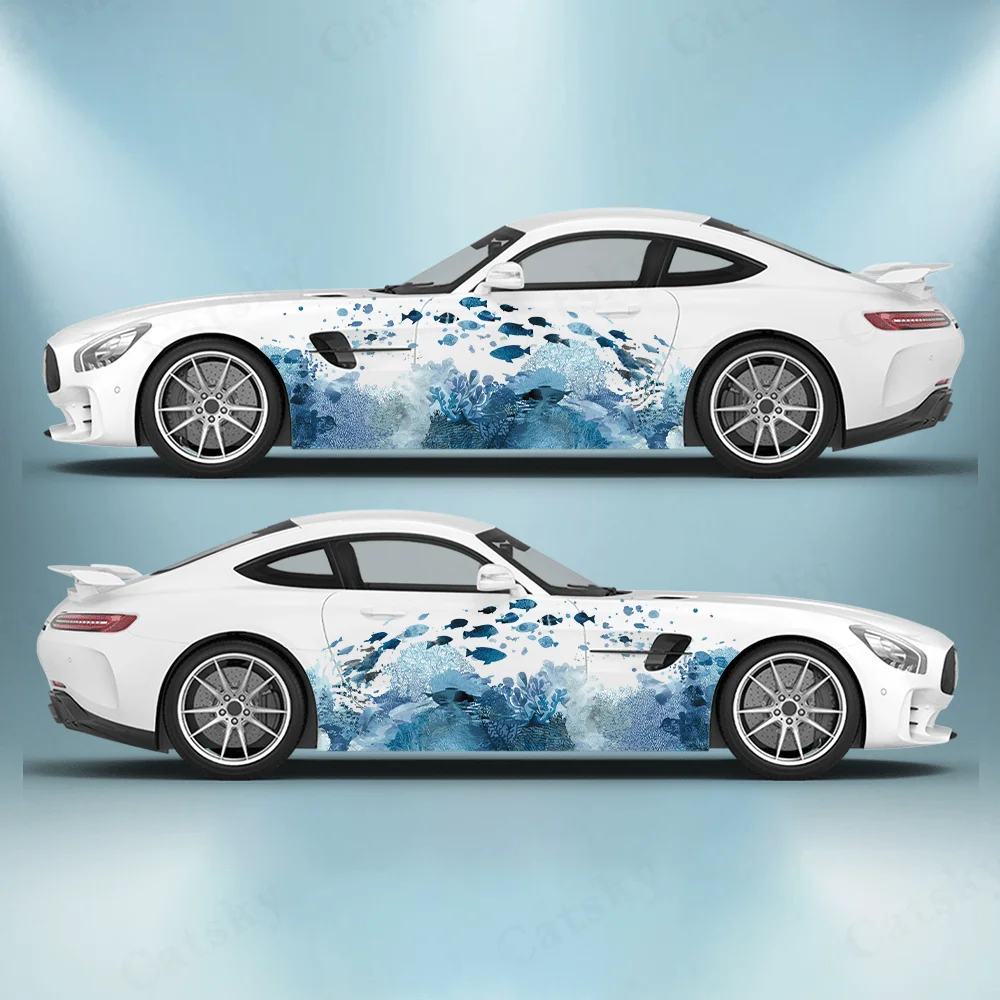 

Underwater World Fish Group Sticker Full Body Floral Decoration Covering Scratches Protect Car Sticker Waterproof Car Vinyl Wrap