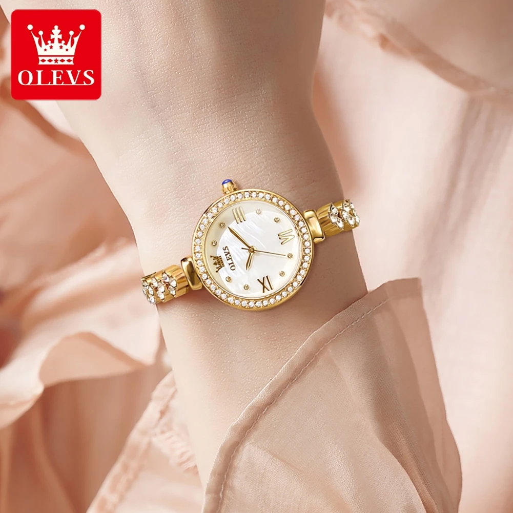 OLEVS 9903 Luxury Diamond Quartz Watch For Women Roman Scale Original Elegant Woman Wristwatch Waterproof Simple Dress Watches