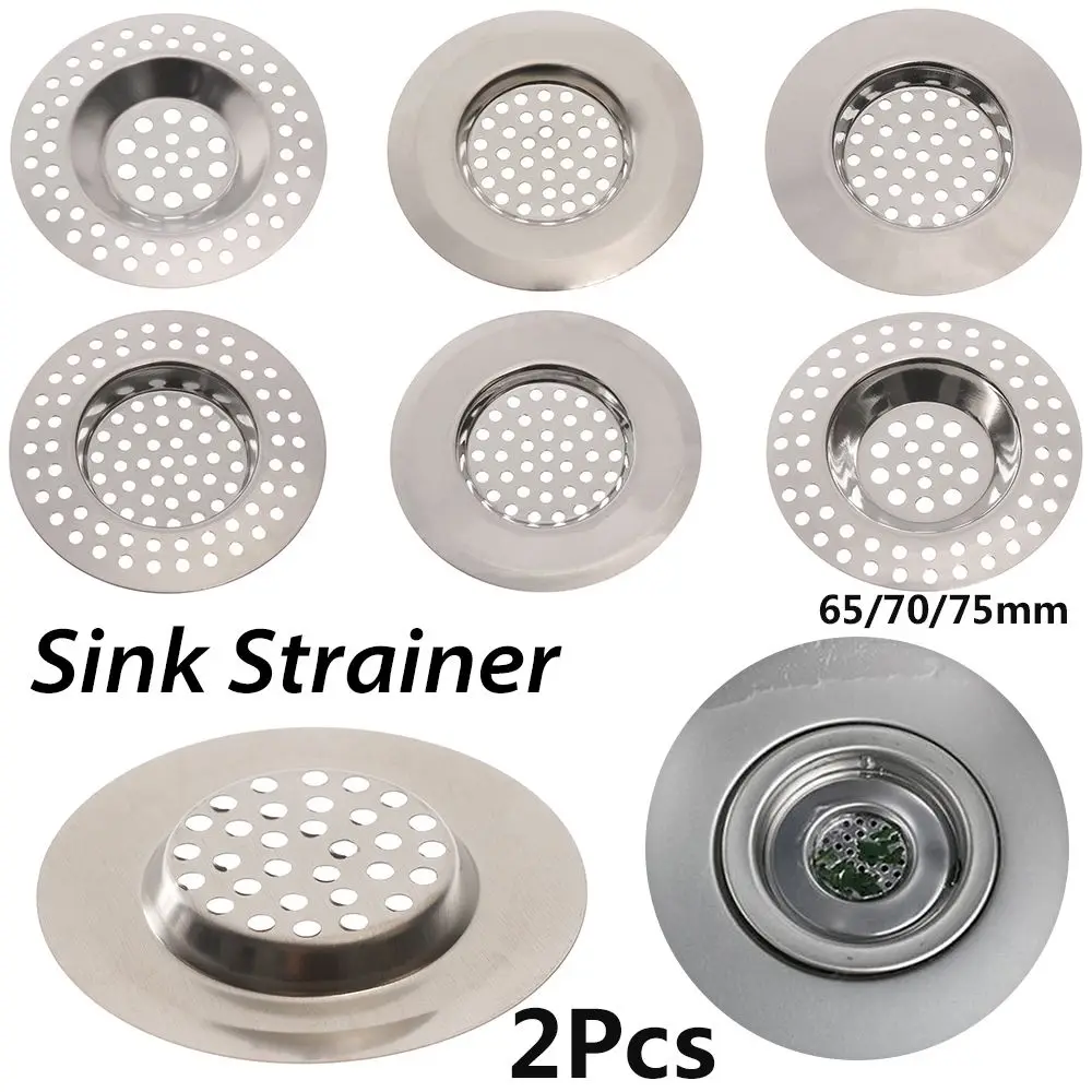 2Pcs Stainless Steel Kitchen Bathtub Stopper Basket Anti Clog Hair Clean Up Sink Strainer Mesh Trap Waste Catcher Drain Filter