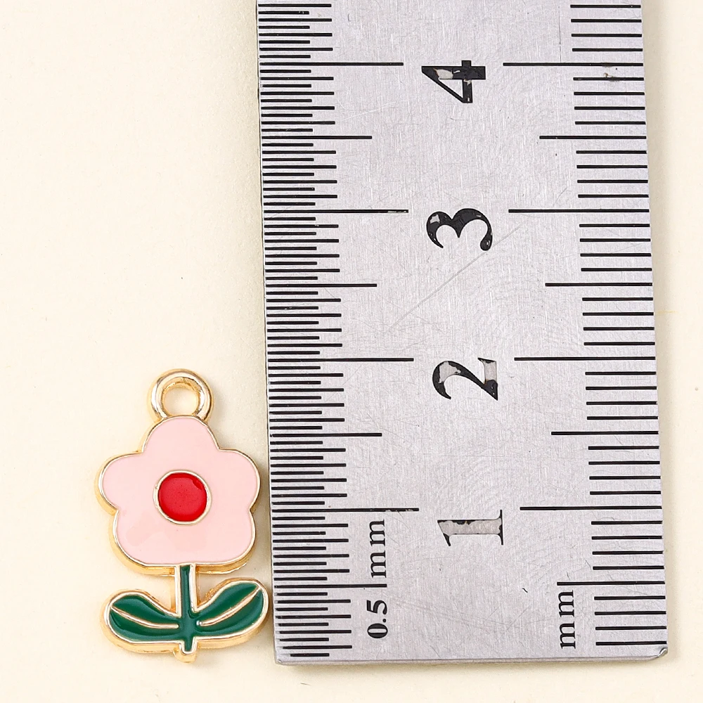 20 Stück Niedliche Bunte Emaille-Blumenanhänger für Schmuckherstellung, Halsketten, Ohrringe, Armbänder, DIY-Bastelzubehör ﻿ – Detail 8