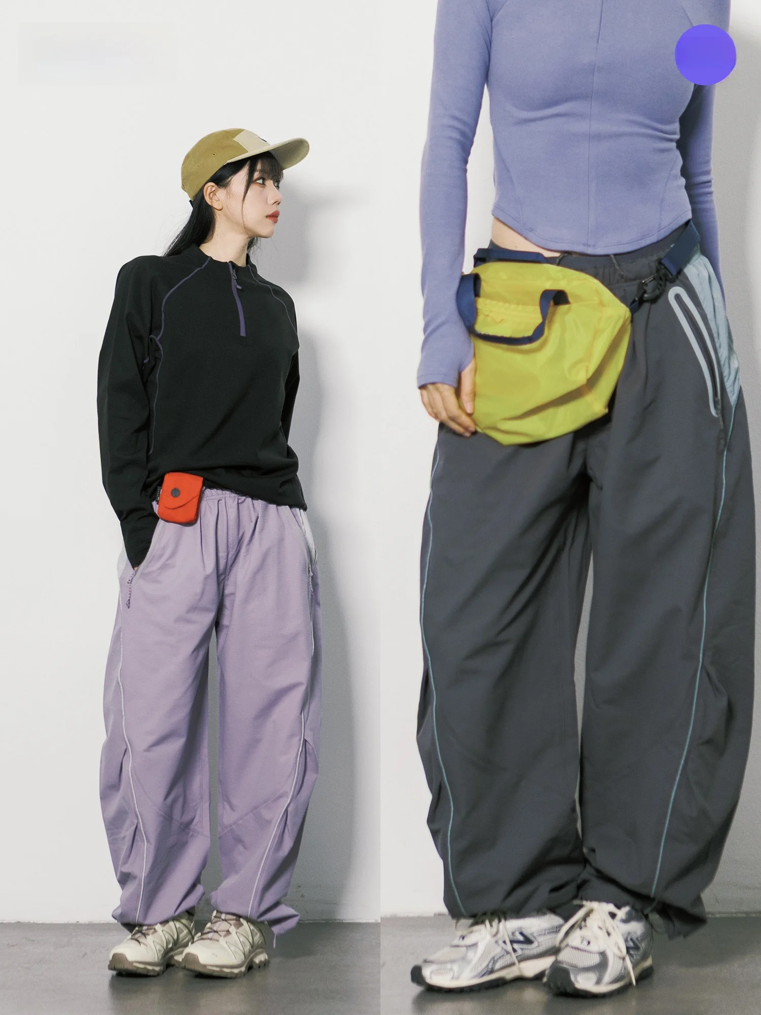 Outdoor Casual Color Block Wide Leg Function Knife Pants Men Women Windproof Waterproof Tearable Hiking Pants Polyester Nylon
