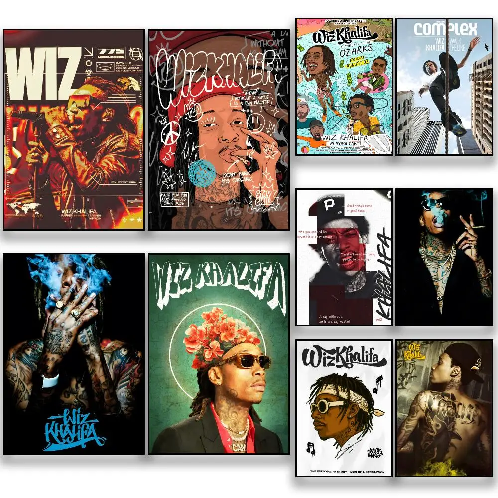 Rapper W-Wiz Khalifa Hip-Hop Poster HD Removable Wall Art Gift Bedroom Lounge Dorm Office Gaming Cafe Bars