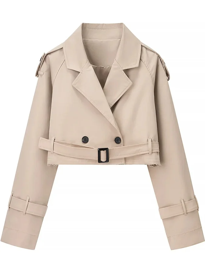 

Retro Loose Slimming ort Coat Jaet Women's Pure Color Briti Sle Top Faionable Versatile Ladies' Cact Outerwear