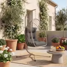 Rattan Cushioned Swing Egg Chair