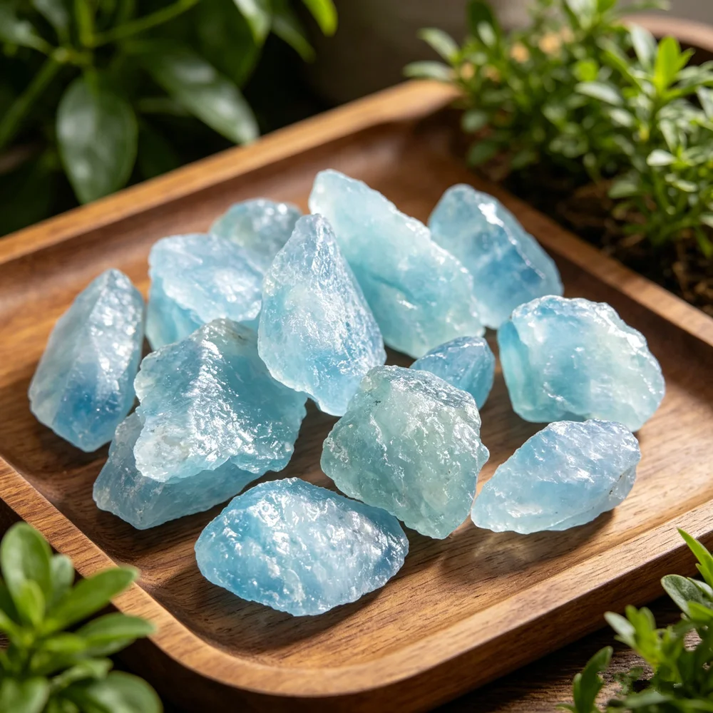 Pedra natural aquamarina quartzo berilo pedra preciosa para fazer jóias cura cristal mineral espécime decoração colecionável presente