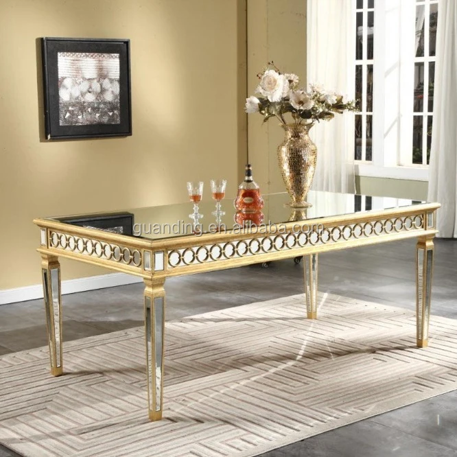 Morden Mirror Table with Glass Top Table Elegant Dinning Table