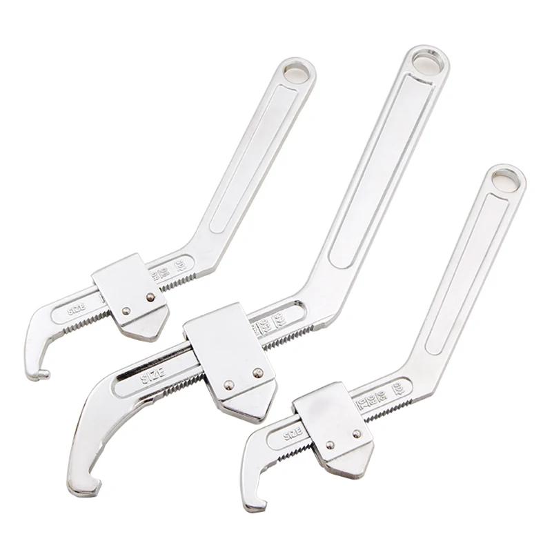 Adjustable Wrench Water Meter Cover Special Spanner Torque Wrench Side Hole Hook Nut Wrench Repair Tools Llave Inglesa