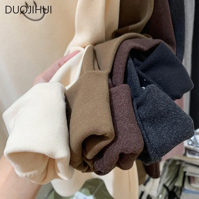 DUOJIHUI-jerséis clásicos de albaricoque para mujer, jerseys suaves y cálidos de otoño, básicos, de Color sólido, simples, informales, a la moda, 4 colores