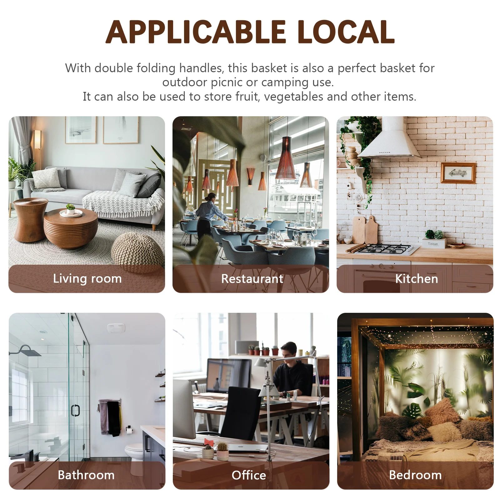 

Wicker Basket Portable Picnic Camping Storage Foldable H Multipurpose Woven Baskets Vegetable Fruit Toy Household