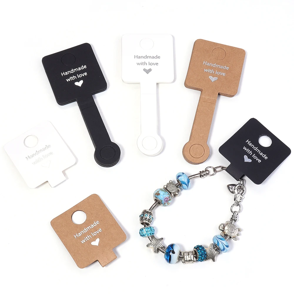 50pcs/lot Foldable Self Adhesive Jewelry Display Cards Bracelet Necklace Packaging Hang Tags for DIY Jewellery