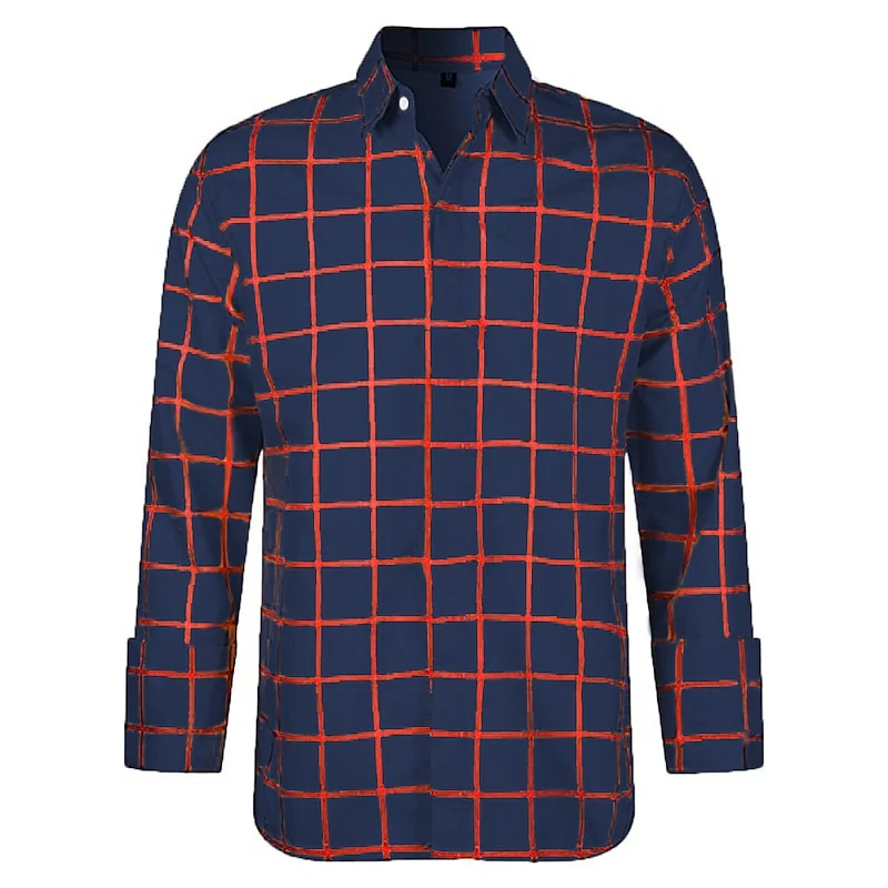 Men's Long Sleeve Shirt Casual Plaid Color Summer 3D Printed Lapel Shirt Summer New  Fashion Casual Men's Clothing Unisex Tops image 3