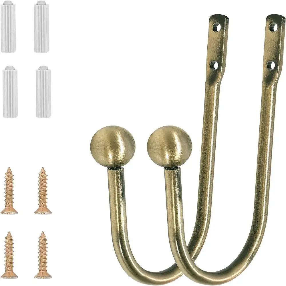 2PCS Antique Copper Sphere Curtain Fixing Frame Heavy Metal Decorative Curtain Fixing Frame Curtain Hook Fixing Frame