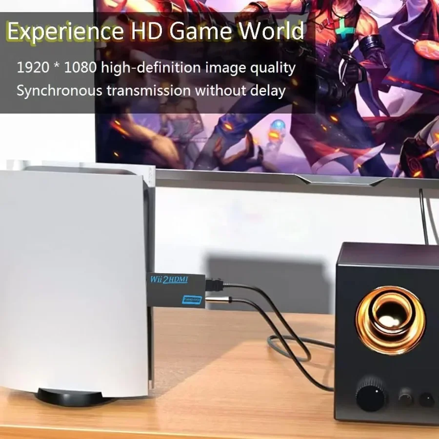 محول LccKaa HD 1080P Wii إلى HDMI متوافق مع محول WII إلى HD مع صوت 3.5 ملم لعرض شاشة HDTV للكمبيوتر مع كابل HD