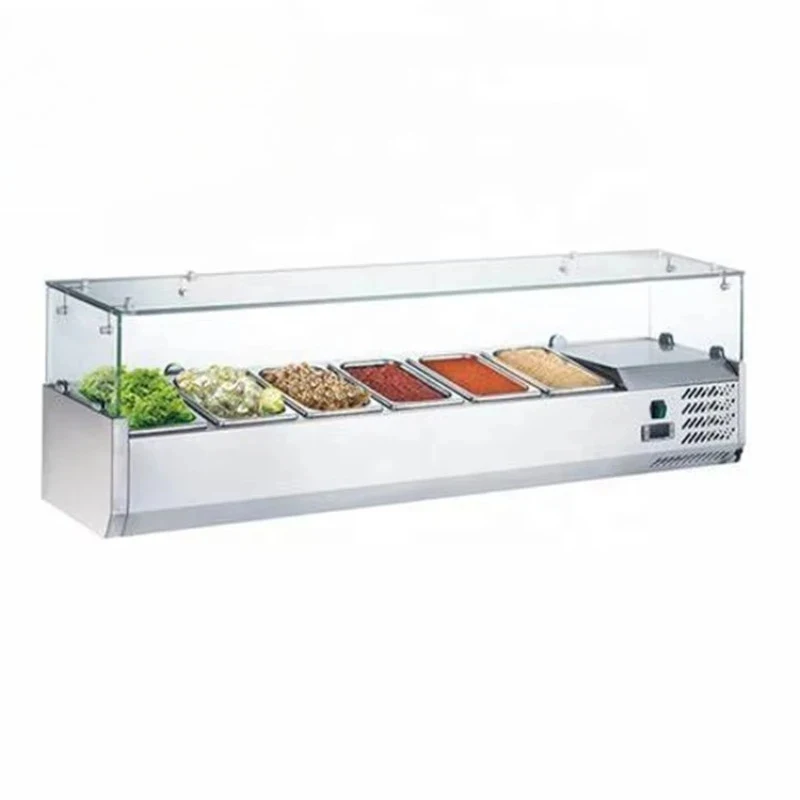Commercial 44L countertop salad bar display cooler stainls steel refrigeration equipment-cooled single temperature