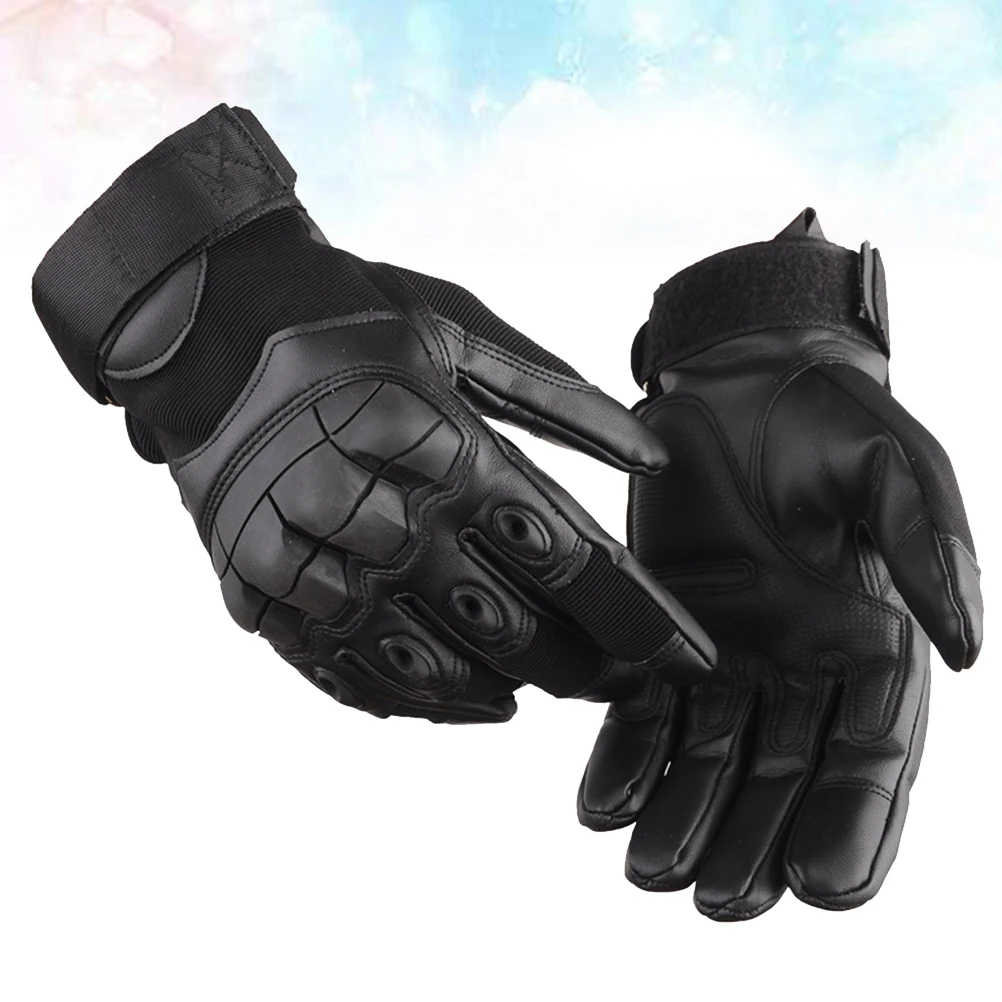 

Gloves Motorcycle Windproof Touch Screen Full Finger Protection Sports Outdoor PU Black Cycling Riding Mountain Bike for Men