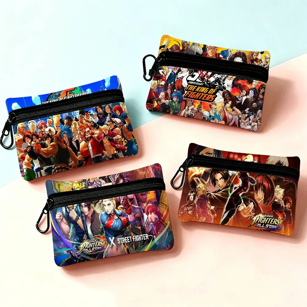 Game The King of Fighters Portable Oxford Fabric Mini Wallet Carabiner Design Small Coin Bag For Cards Keys Earphones