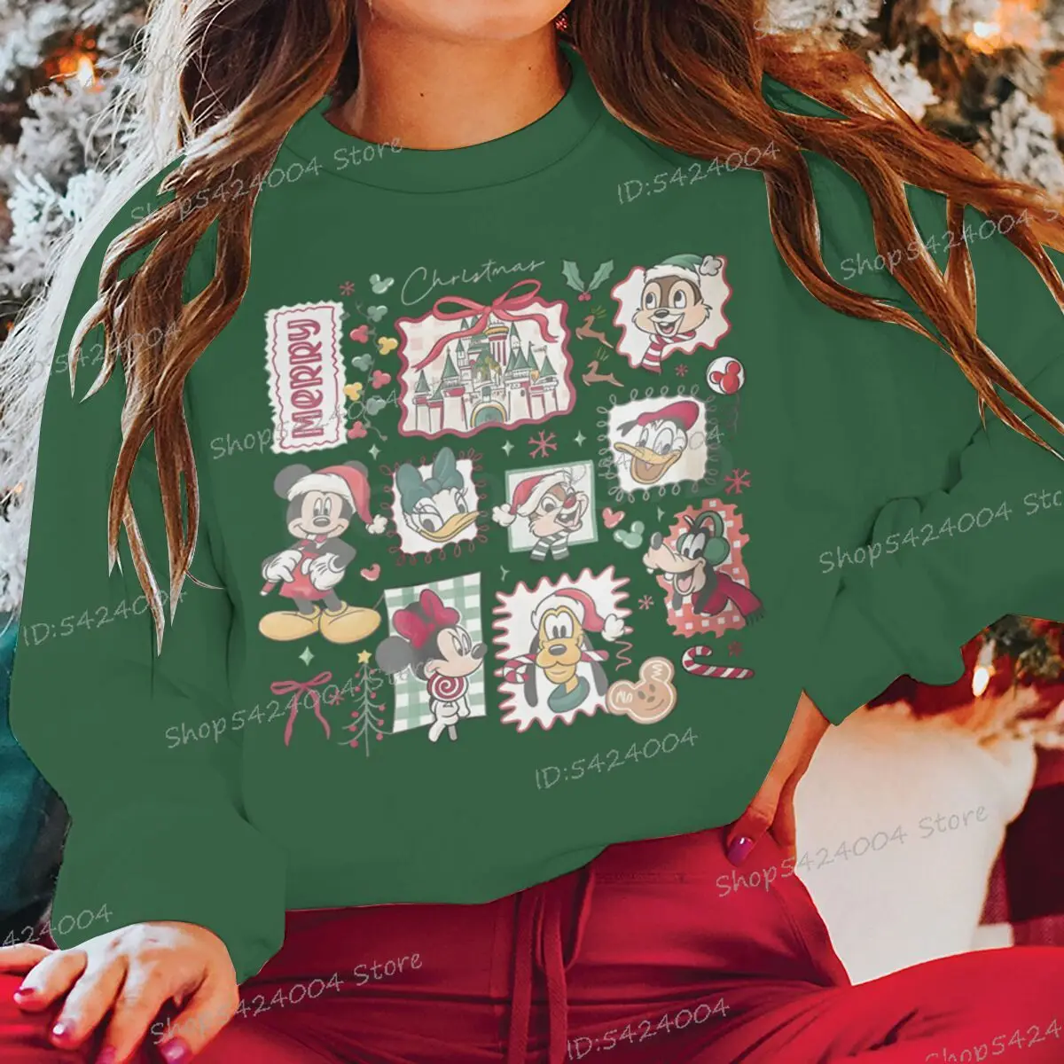 عيد الميلاد ميكي ميني دونالد داك البلوز النساء الرجال الكرتون طويلة الأكمام أنيمي سوداديراس Crewneck عيد الميلاد Y2K البلوز