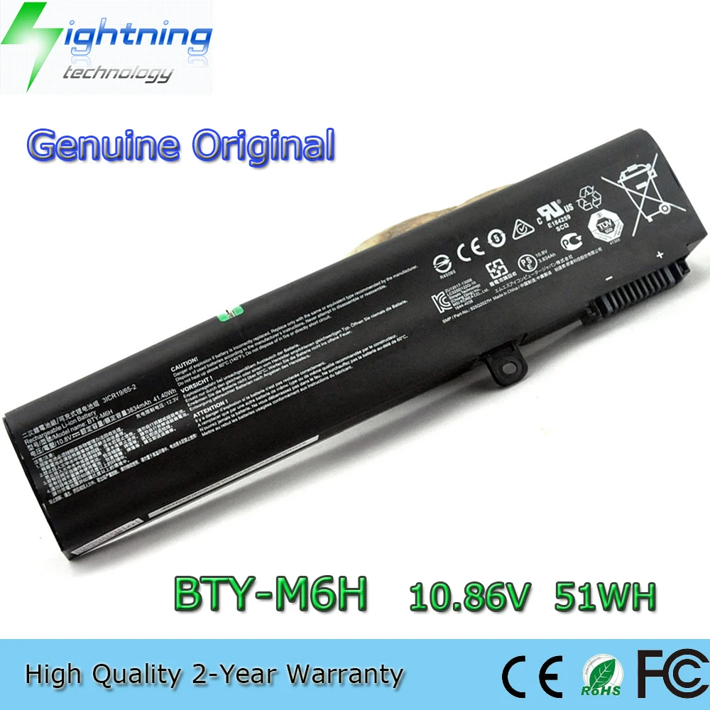 

New Genuine Original BTY-M6H 10.86V 51Wh Laptop Battery for MSI GE62 GE72 GP62 GP72 GL62 GL72 PE60 PE70 MS-16J2