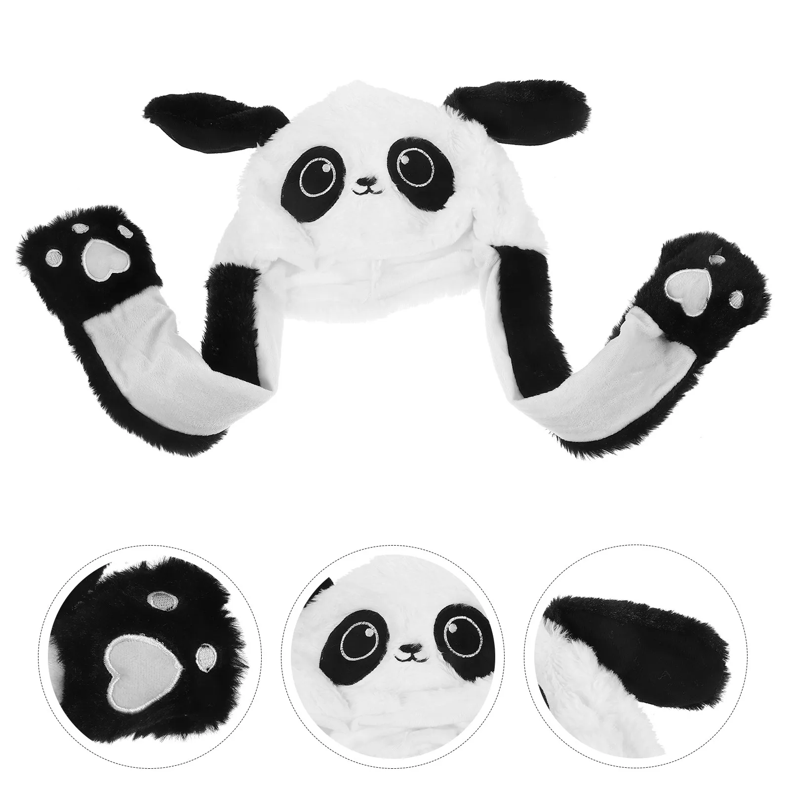 Cute Panda Ear Moving Hat Comfortable Warm Animal Ear Hat for Girls Kids Women Cosplay Party Daily Wear Movable Ears Design