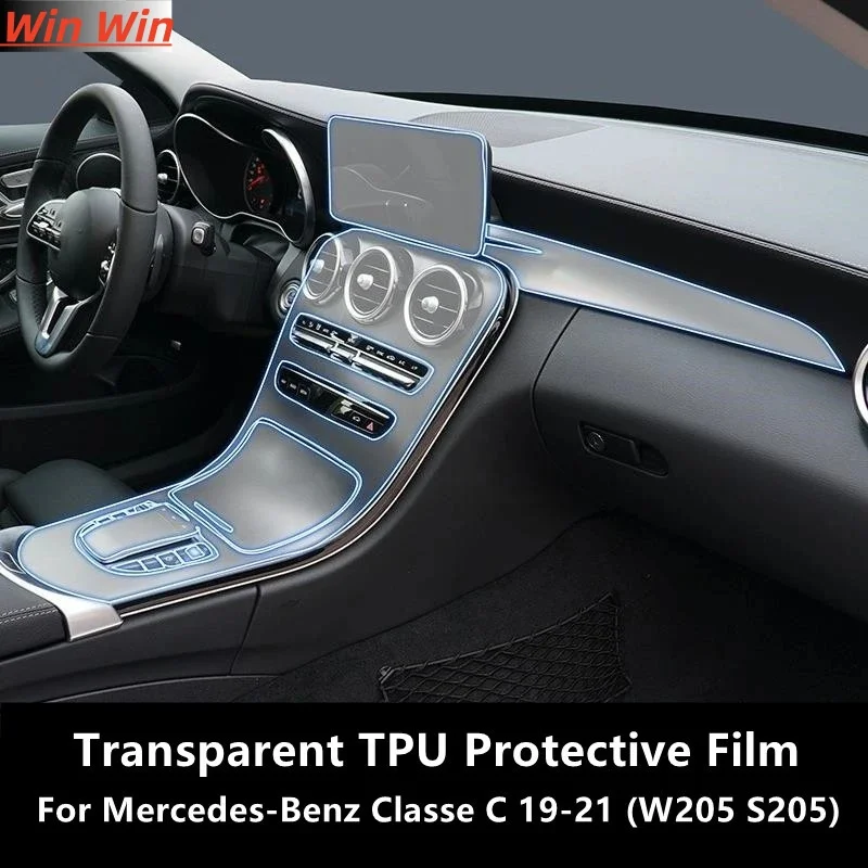 

For Mercedes-Benz Classe C 19-21 W205 S205 Car Interior Center Console Transparent TPU Protective Film Anti-scratch Repair Film