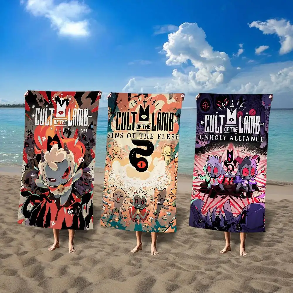 Cult of The Lamb Anime Adventure Microfiber Beach Towels Quick Dry Towel Sand Beach Towels Pool Towel for Travel Swim Pool Yoga