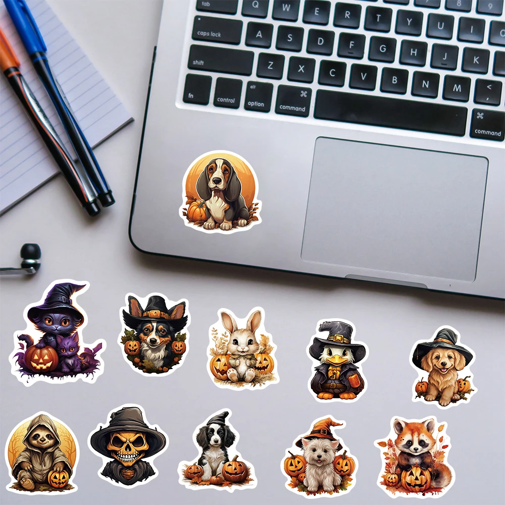 50PCS Cartoon Animal Halloween Sticker Laptop Waterproof Phone DIY Suitcase Art Cafe Phone Luggage Suitcase Decals Stickers