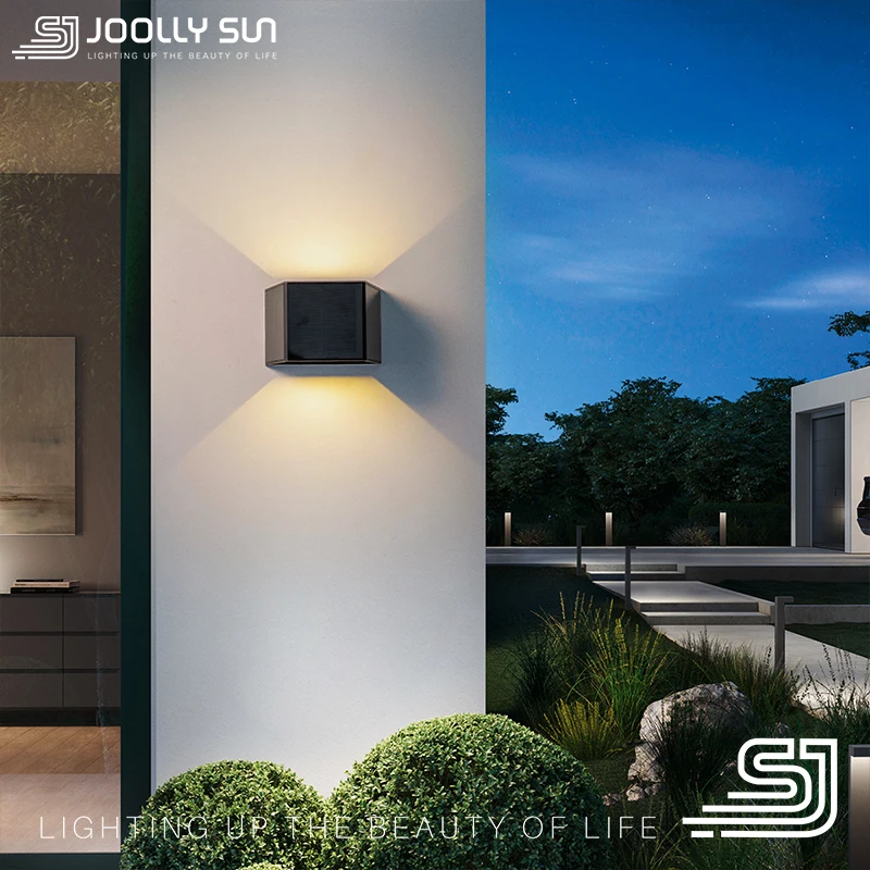 Imagem -06 - Joollysun-wireless Solar Wall Lights Iluminação Exterior Moderno Led Wall Sconces para Pátio Decoração do Jardim Luz Solar Energy Lamp