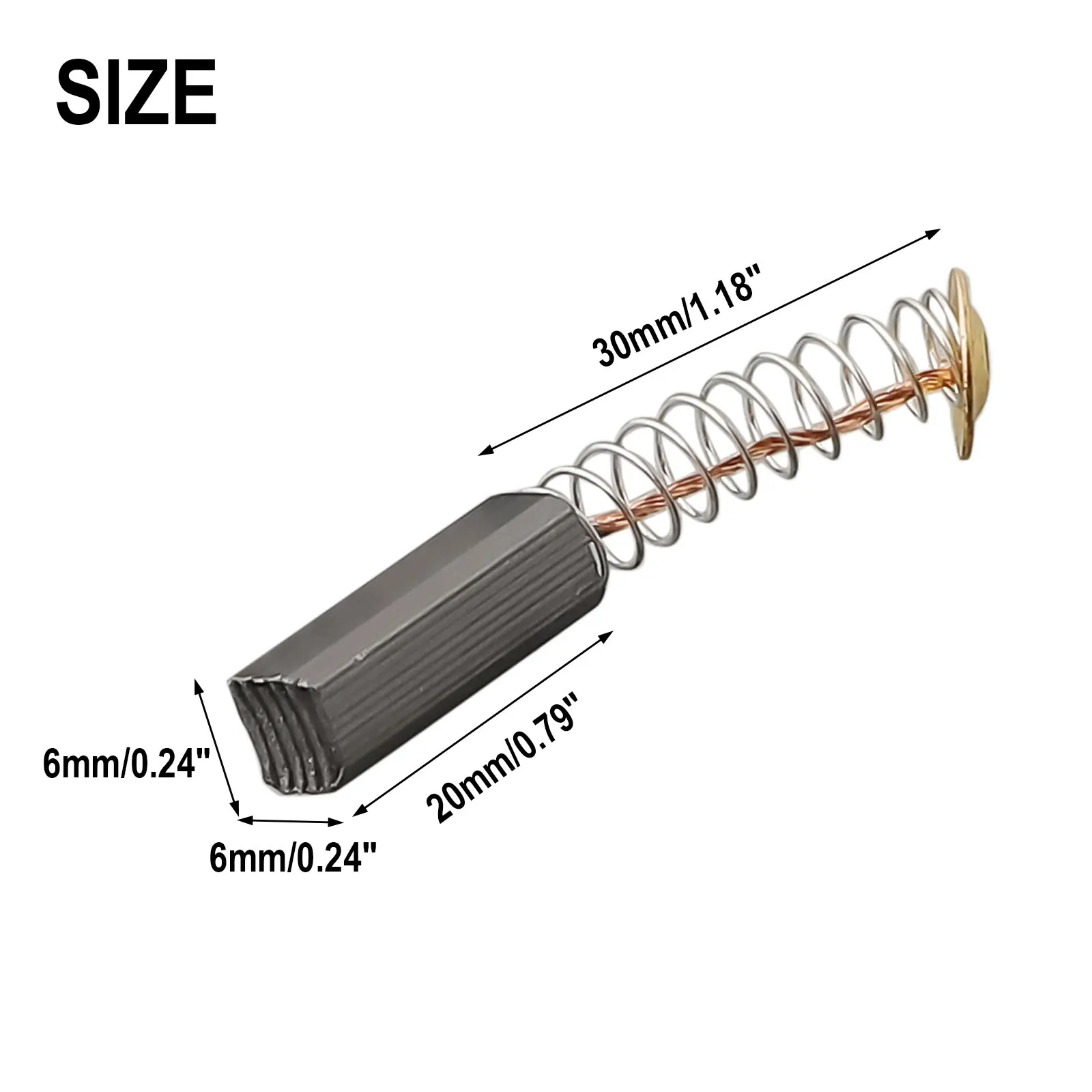 

Power Tool Carbon Brushes 10pcs 20x6x6mm Electric Motors Metal Spring Length 30mm For Angle Grinders Hammer Drills