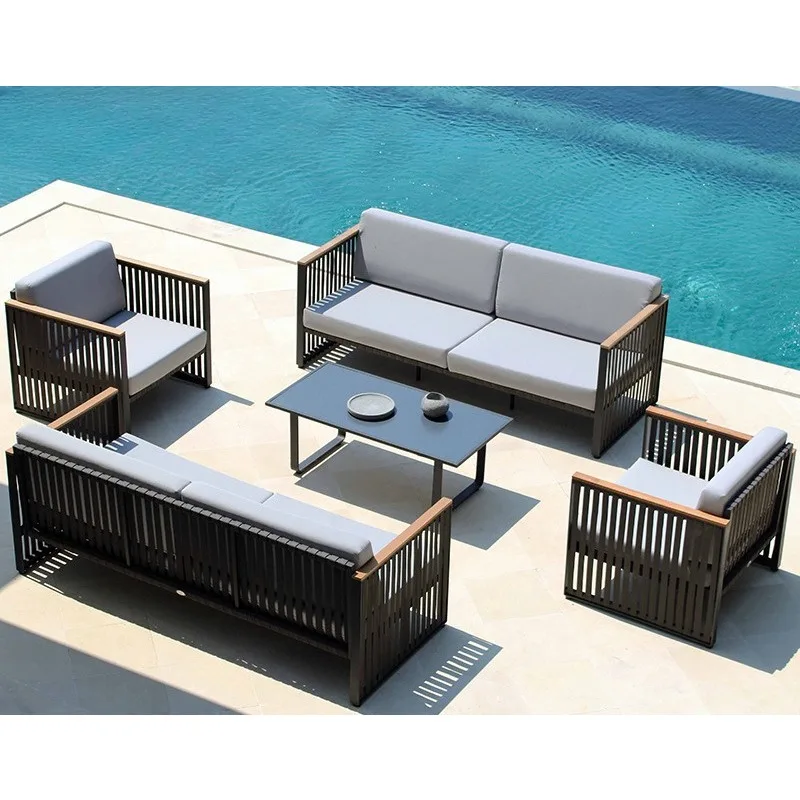 Outdoor Italian Minimalist Furniture Courtyard Beach B & B Hotel Sea View Room Double Sofa Rattan Bed Leisure Chair