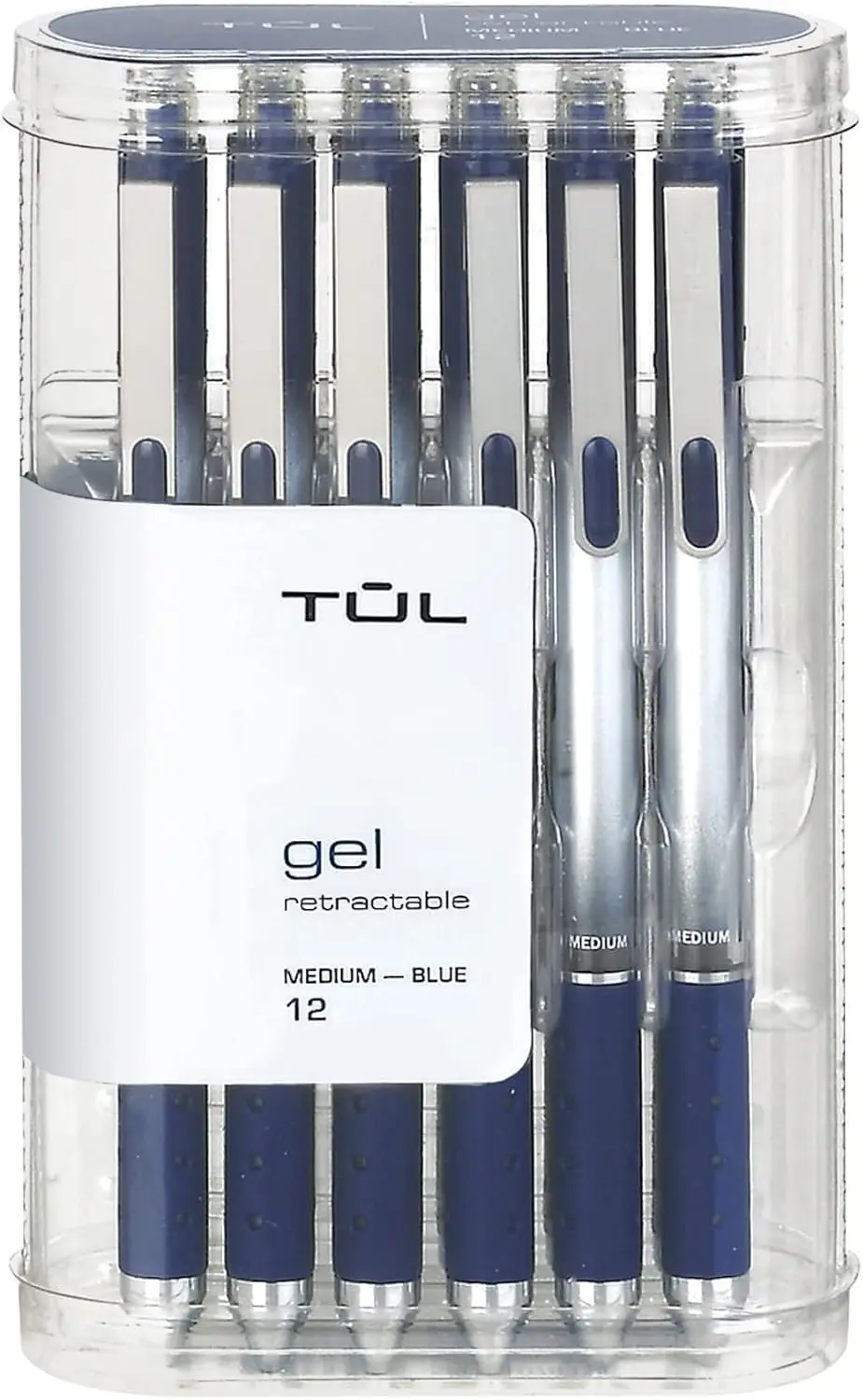 

Retractable Gel Pens, Medium Point 0.7 mm, Blue Ink, Pack of 12, Comfort Grip
