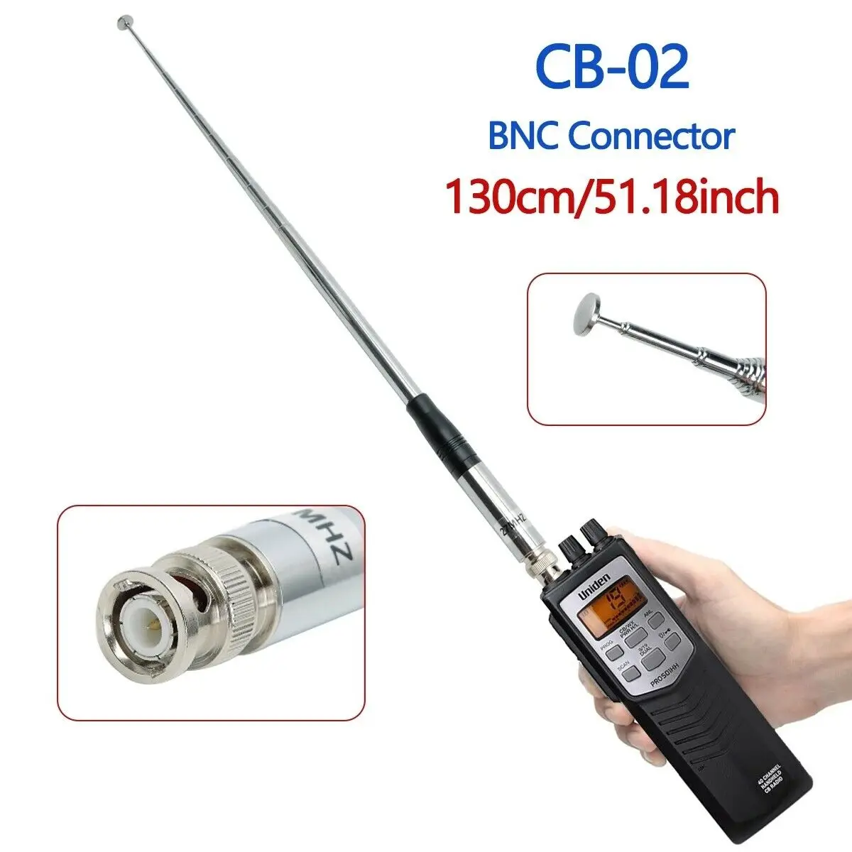 27Mhz BNC Telescopic 23/130cm Antenna for Cobra Midland Uniden Maxon President Anytone Handheld/Portable CB Radio Accessories