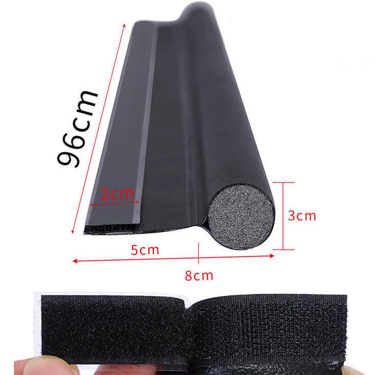 PU Leather Adjustable Door Bottom Draft Stopper With Foam 96cm Length Self-Adhesive Sound-Proof Door Bottom Seal Strip 1/2Pcs