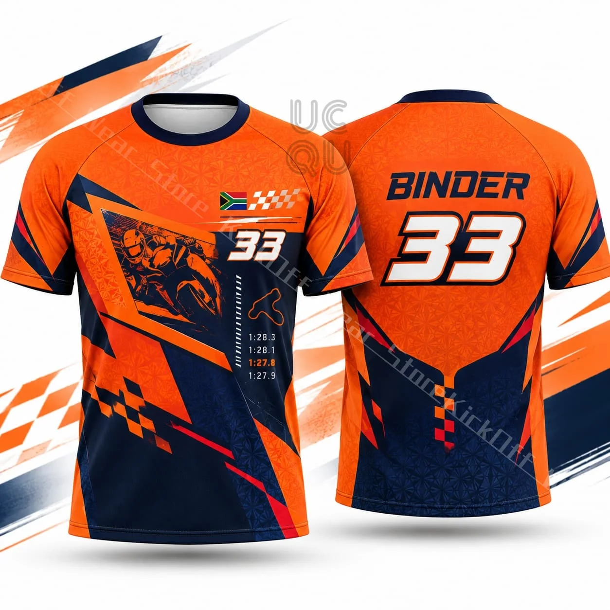 Binder 33 Mens Motorcycle Racing Jersey Summer Short Sleeve T Shirt Unisex Rider Graphic Casual Streetwear Riding Orange Navy