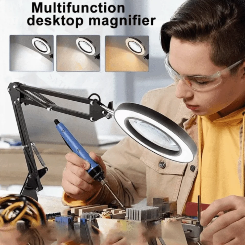 المحمولة سطح المكتب المعدني LED مصباح الذراع الطويلة للطي القراءة مصباح 10 أوضاع يعتم قابل للتعديل حماية العين مصباح المنزل