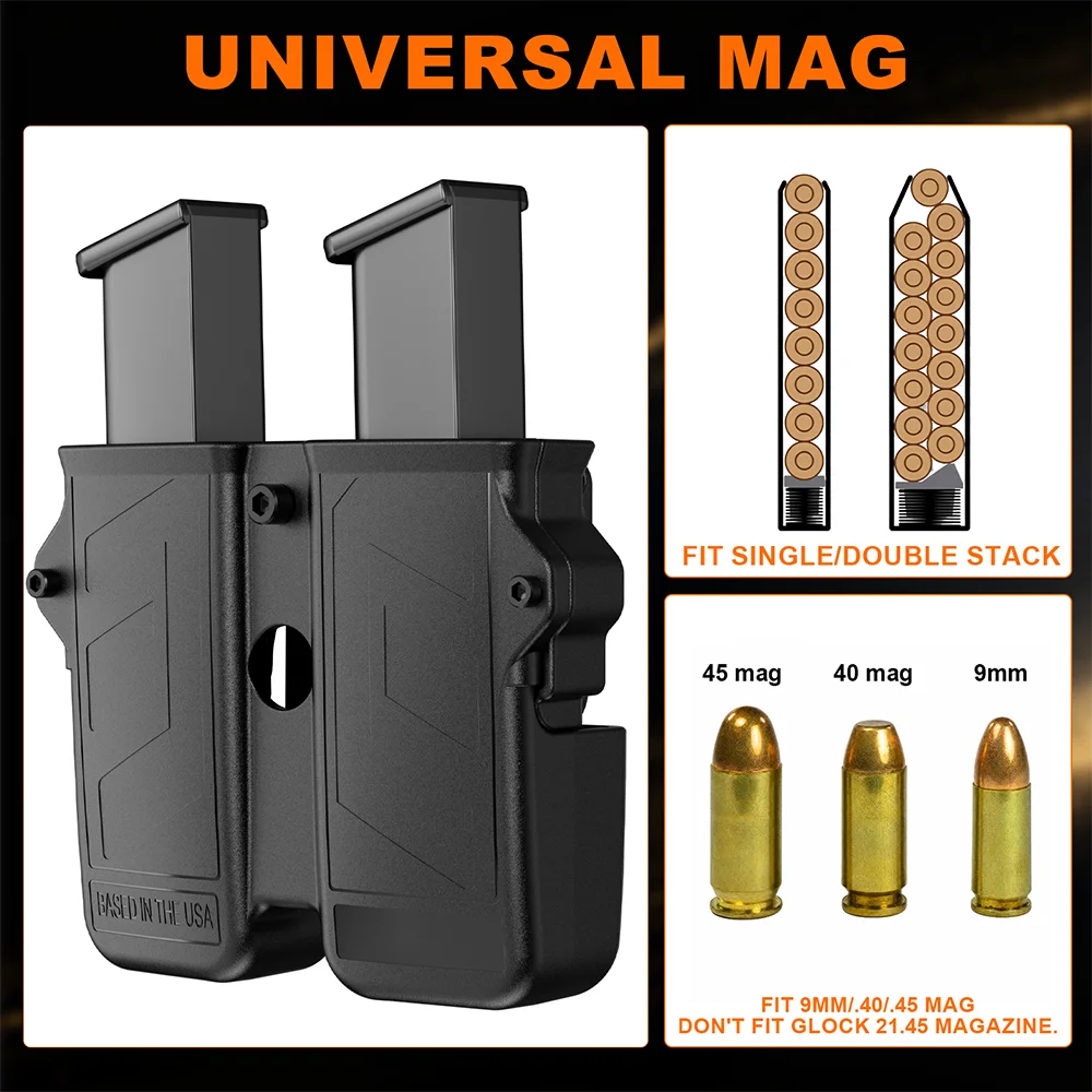 Universal Double Mag Holster Single & Double Stack Universal Magazine Holster Tactical Mag Pouch Hunting Shooting Accessories 6