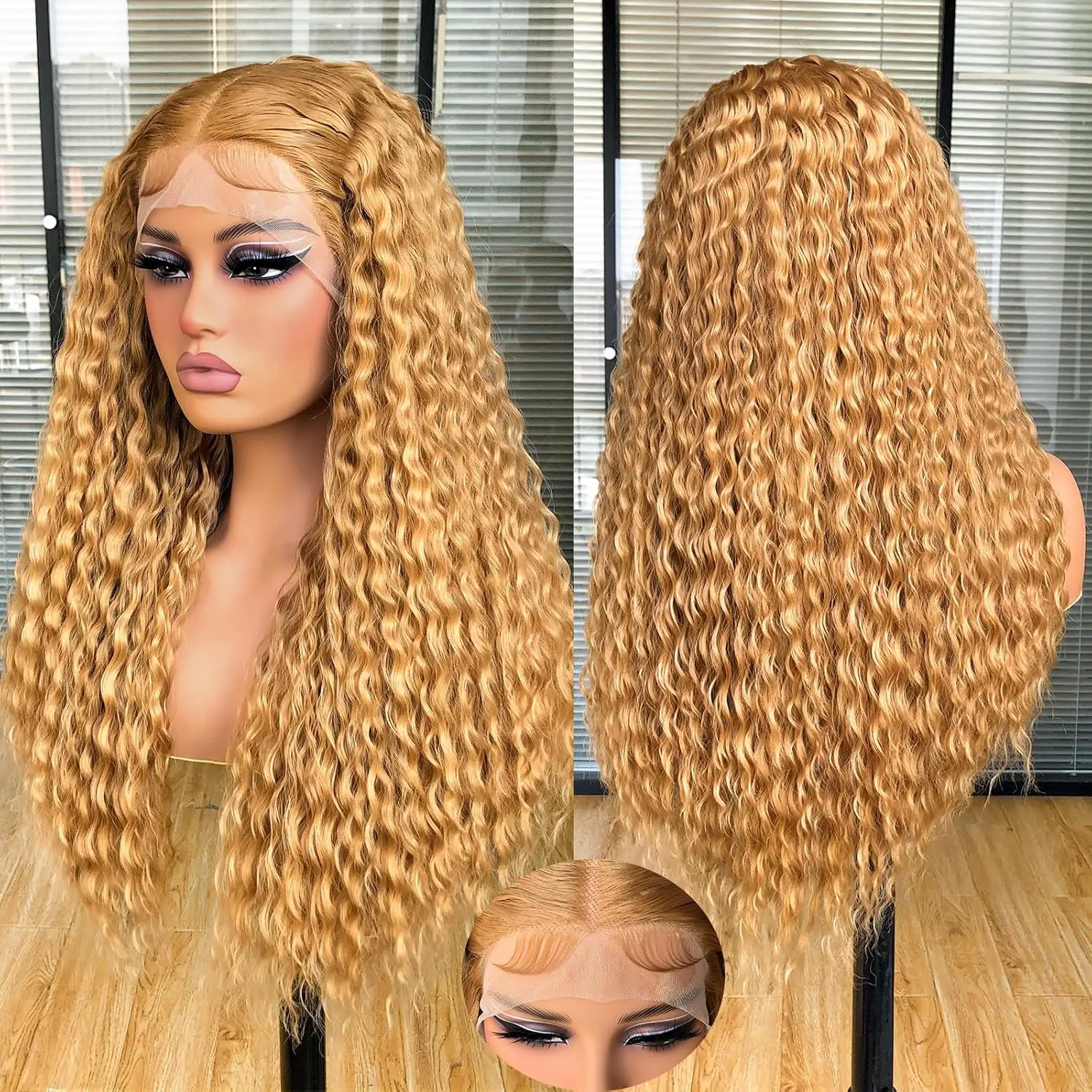 100% Remy Human Hair 13x4 HD Lace Front Human Hair Wigs for Women Pre Pulcked Deep Wave Light Brown Color 27# Glueless