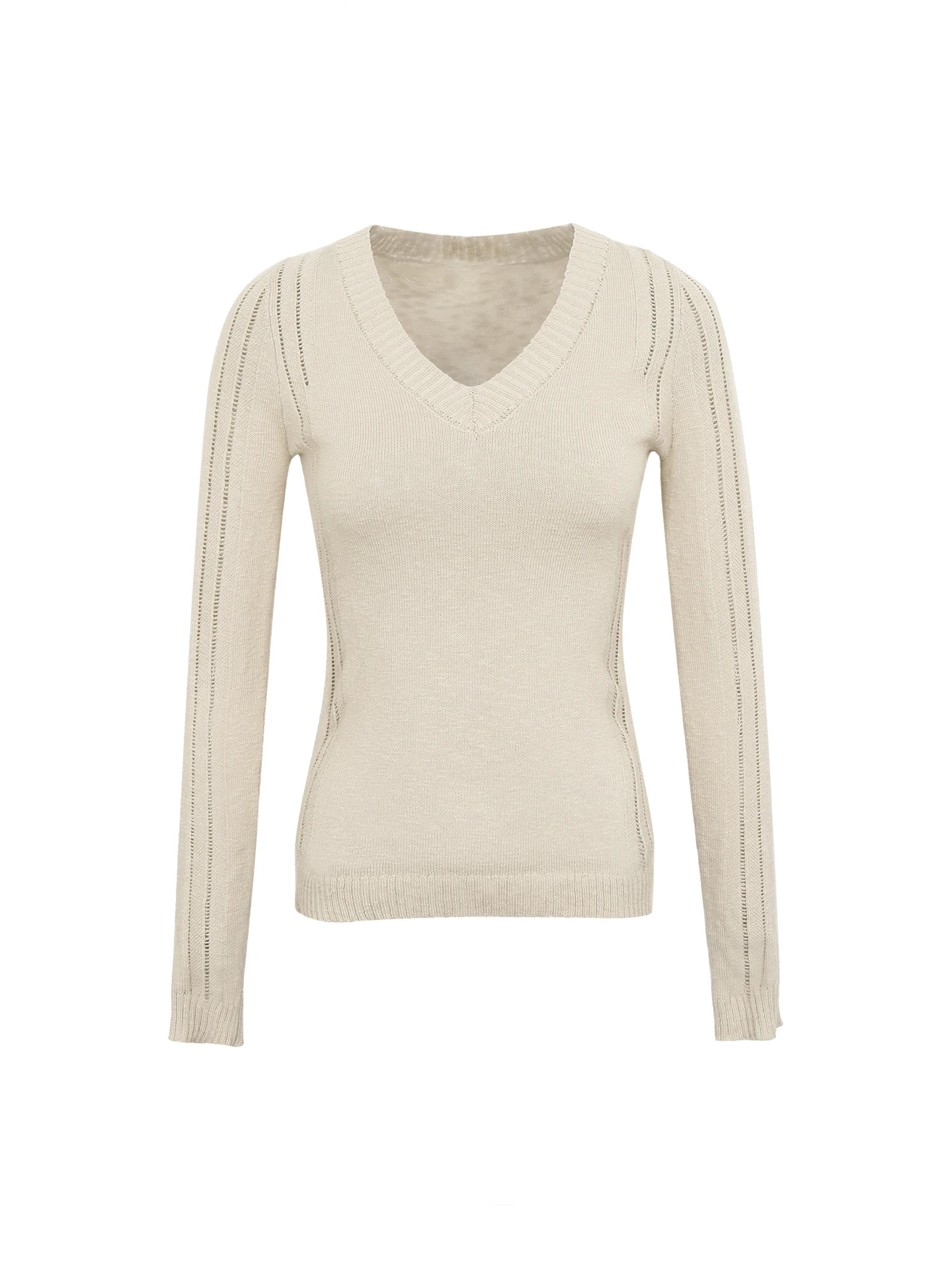 Slim Fit V-Ne Knitwear Women's Early Autumn Korean Sle Top Lazy Casual Long Sve Cotton Blend Comfortable Sweater