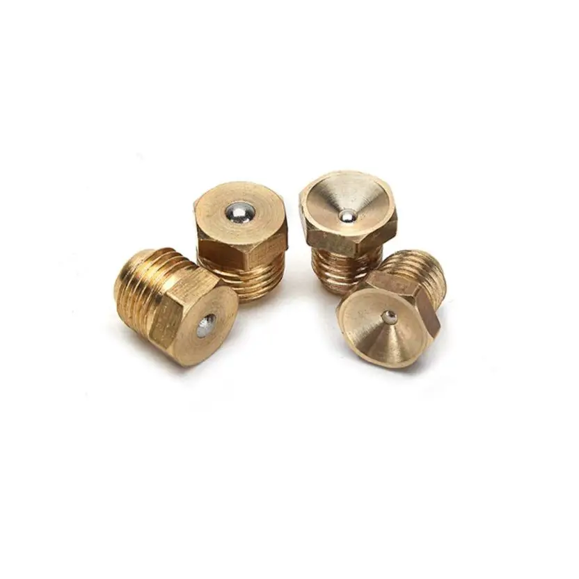 Brass Press Ball Male Thread Oil Cup Push Button Flat Funnel Head Spring Nozzle Grease Gas Engine Motor Repair Replacement Part