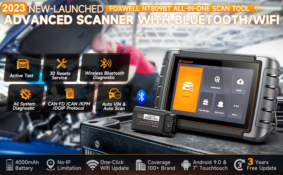 FOXWELL OBD2 Bluetooth Car Diagnostic Tool Bi-Directional Test 30+ Reset All System Code Reader OBD2 Scanner Automotivo