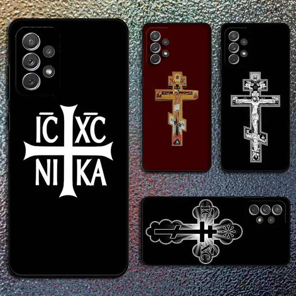 

Orthodox Cross Icon Phone Case For Samsung S25,S24,S21,S22,S23,S30,Ultra,S20,Plus,Fe,Lite,Note,10,9,5G Black Cover