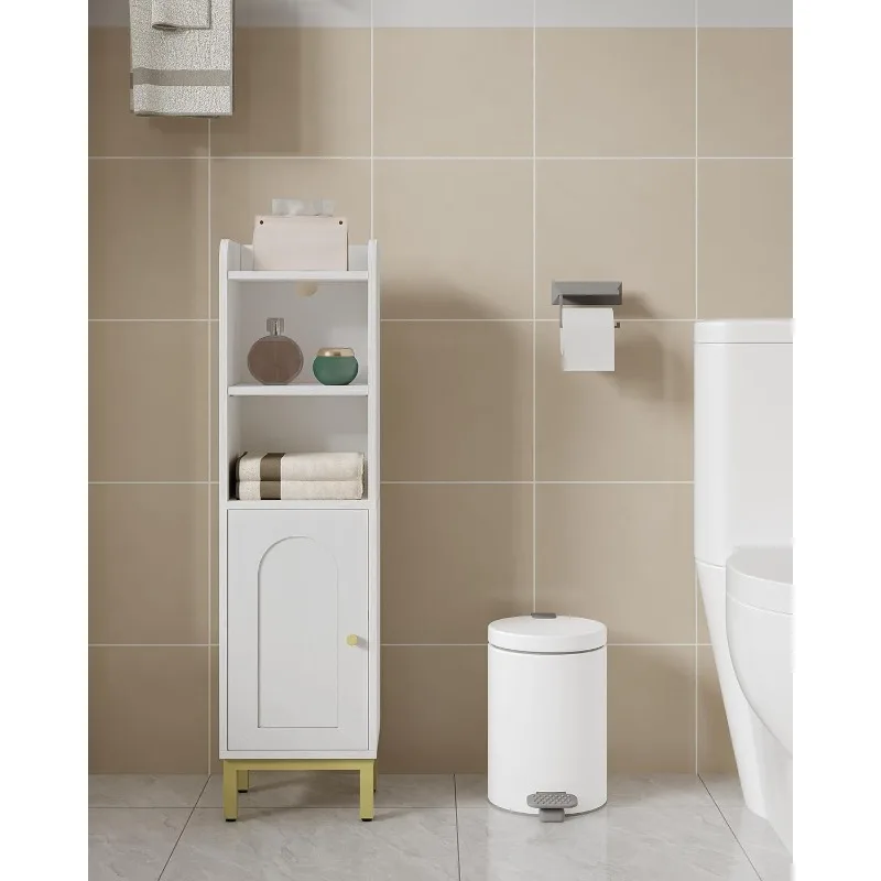 

Bathroom Storage Cabinet, Small Corner Floor Cabinet with Door and Shelves, Narrow Toilet Paper Cabinet, Bathroom Organizer