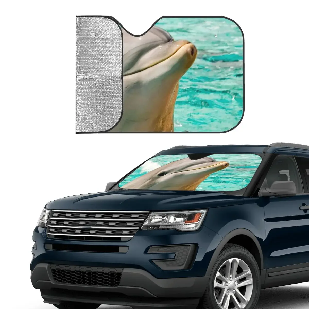 Undersea World Fish Dolphin Fashion Windshield Sunshade 76x140cm Foils Car Window Windscreen Cover Car-covers