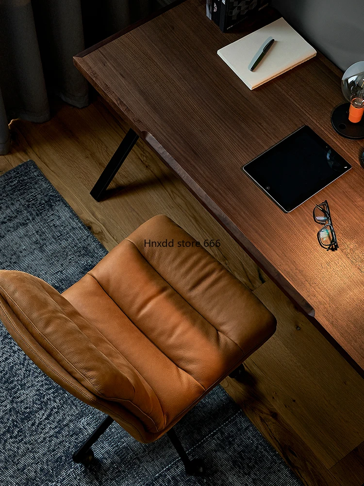 Retro Black Walnut Desk para Estudo, Design Minimalista