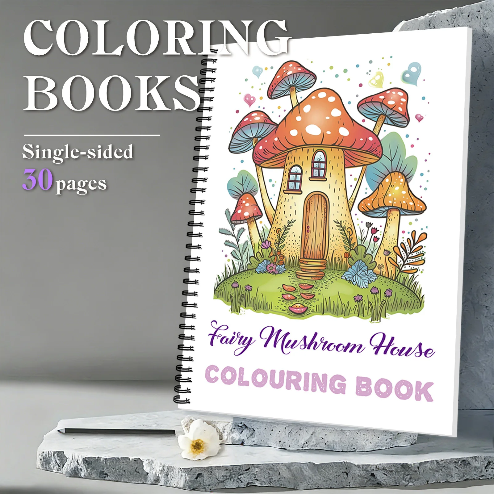 

1PC Drawing Books, Cheerful Colorful Fairy Mushroom House-Themed Spiral Colouring Book, For Lively Creative Coloring Moments