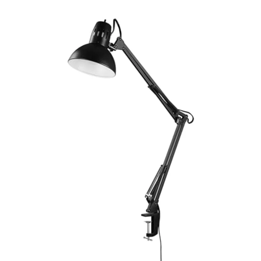 56963 31.5" Multi-Joint Desk Lamp with Metal Clamp Black On/Off Rotary Switch on Shade Partially Adjustable Swing Arm Home Esse
