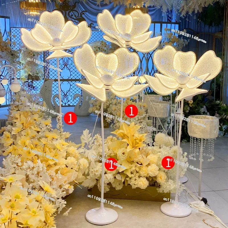 Wedding Props Wrought Iron Petals Lotus Lamp Luminous Peony Flower Wedding Stage Lights on-Site Layout Road Lead Lights