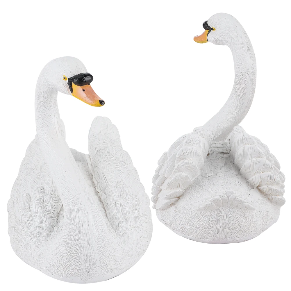 Resin Simulation Floating White Swan Figurine Ornament for Landscape Yard Gardening Decoration