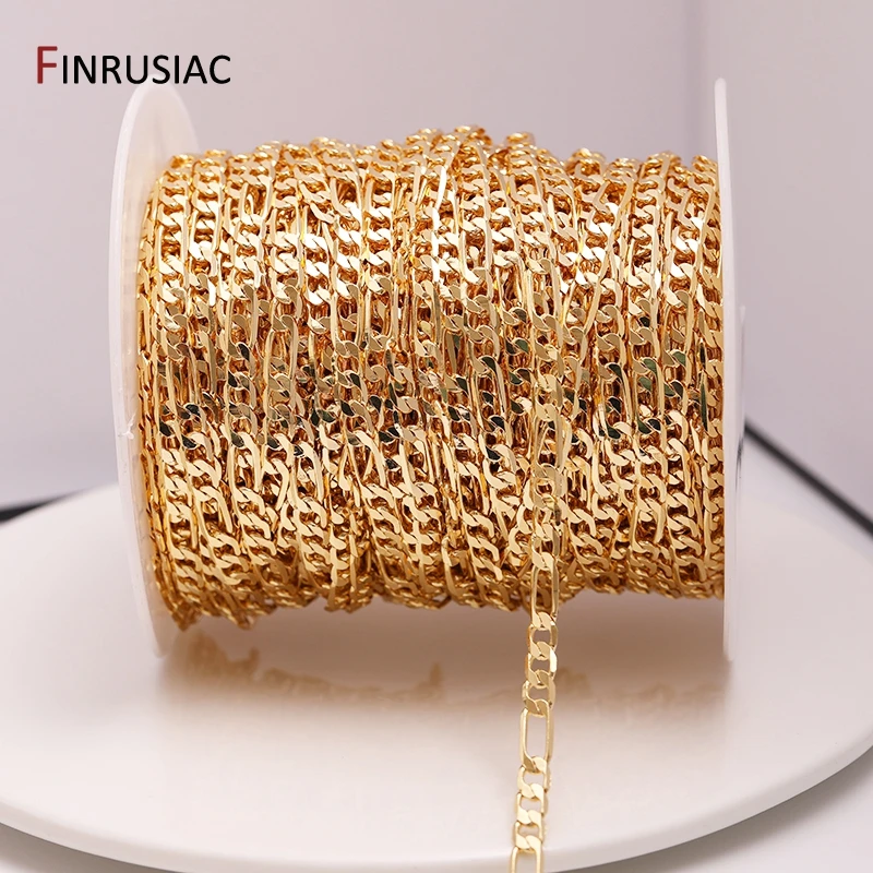 14K Gold Plated Copper Metal Cable Chain For Jewellery Making Wholesale Chains DIY Necklace Bracelet Material