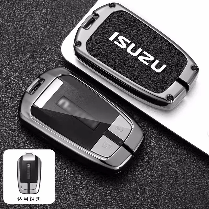 Alloy Leather Car Smart Remote Key Fob Case Cover Protector Shell For Isuzu D-MAX MUX Truck DMAX 2015 2016 2017 2018 2019 2020