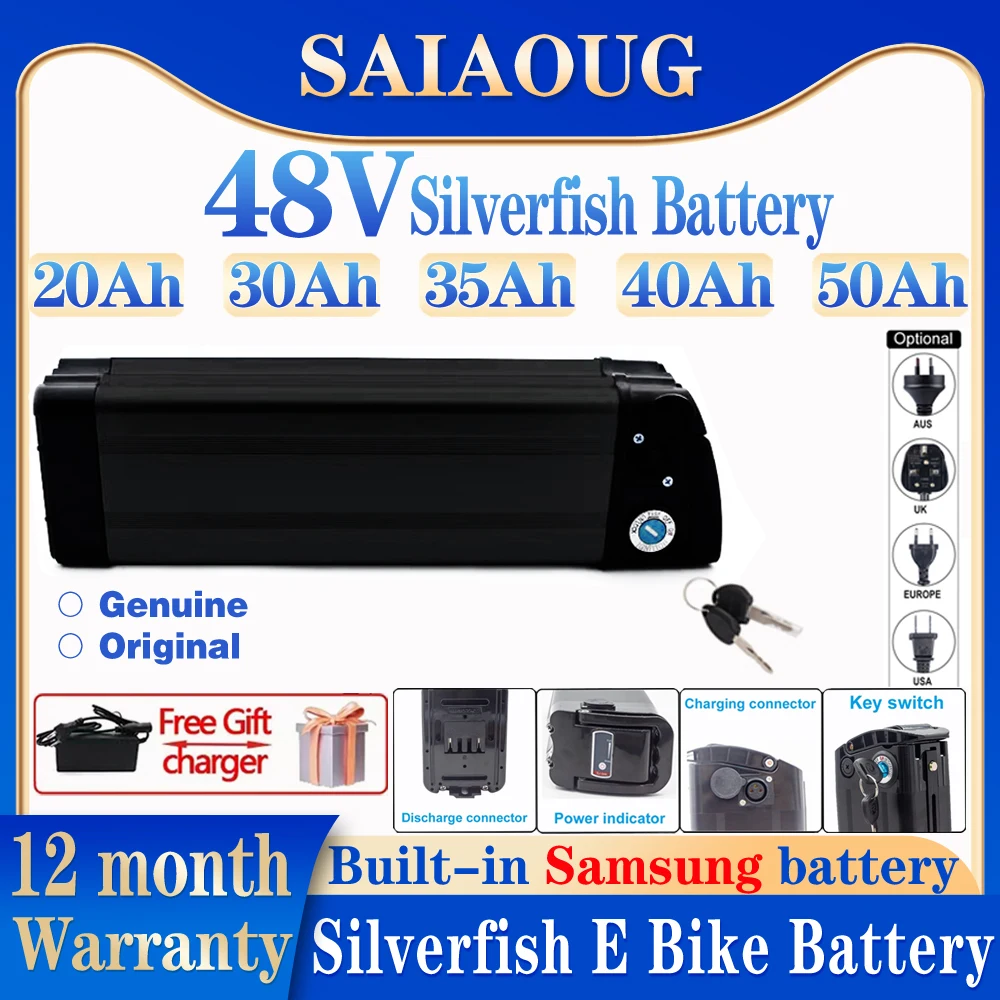 

48V E-Bike Battery 50/30Ah Electric Bike Lithium-ion Battery for 350W~2000W Silverfish Bicycles Folding Bike Mountain Bike Motor